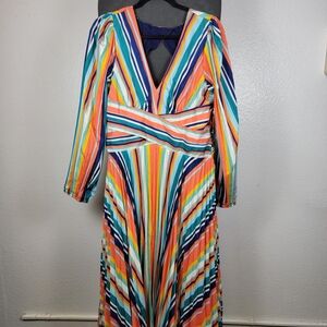 K Jordan Women's Maxi Dress Long Sleeve Colorful Size L